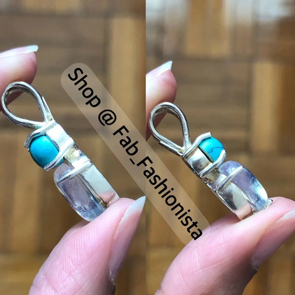 Sterling silver turquoise opalite pendent - Picture 6 of 7